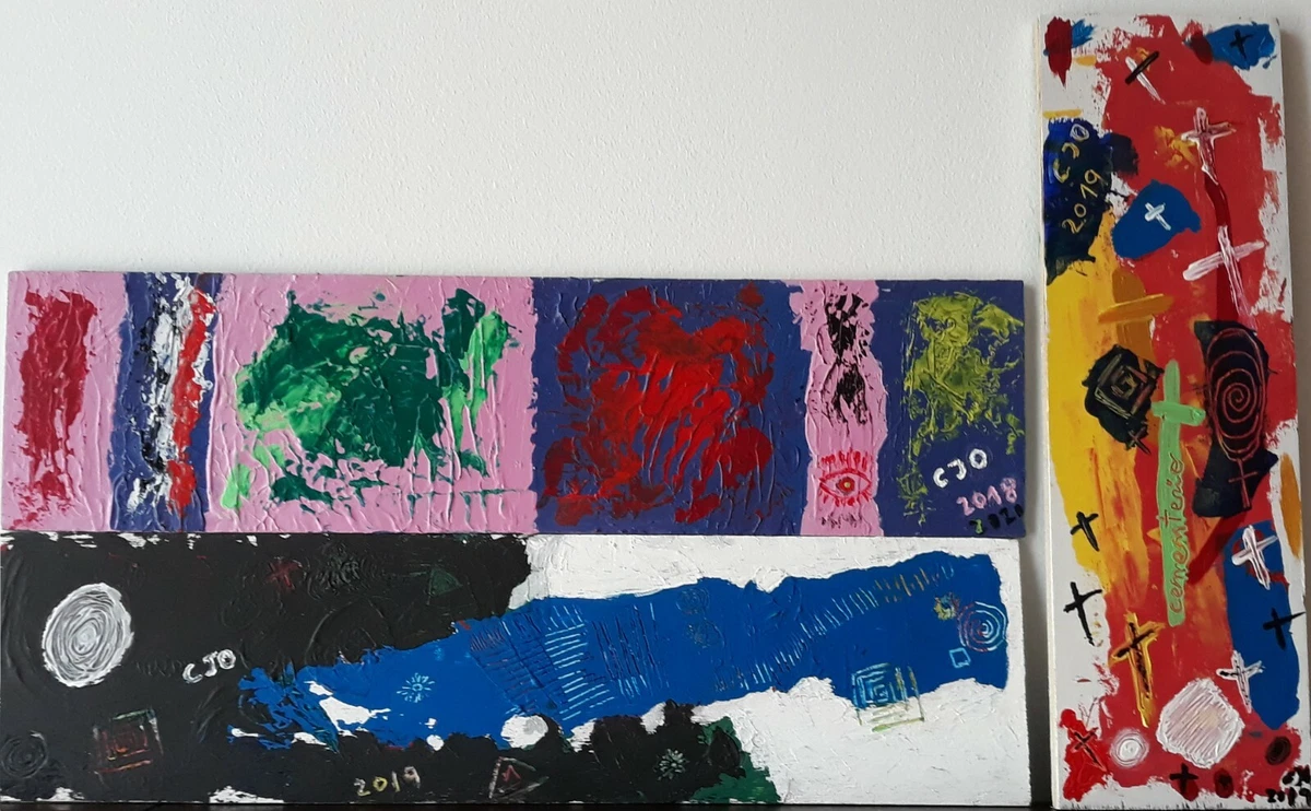 OFERTA. 6 Pinturas originales en 3 soportes. Acrílico sobre tabla. 