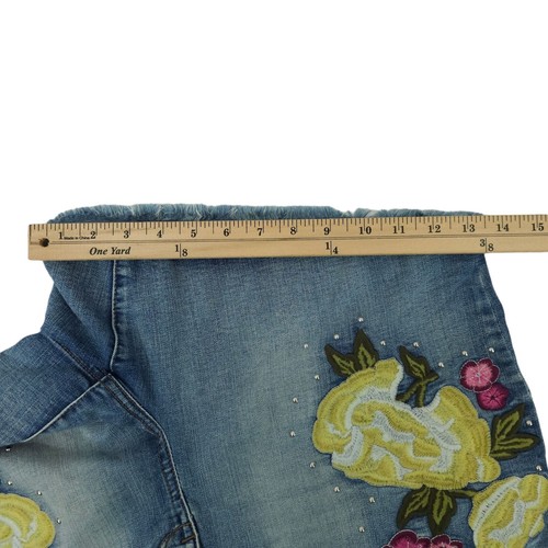 William Rast Floral Embroidered Studded High Rise Denim Shorts Womens 18W NEW - Picture 7 of 18