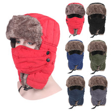 Winter Hat with Face Mask Fur Ear Flap Outdoor Warm Windproof Hat for Men Women