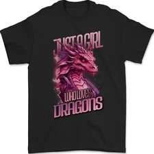 Just a Girl Who Loves Dragons Fantasy RPG Mens T-Shirt 100% Cotton