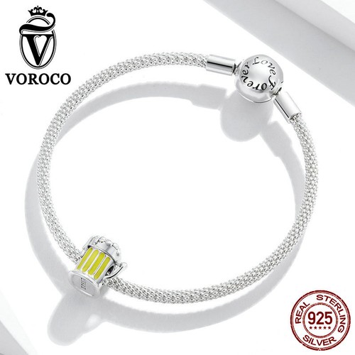 Ciondolo Ciondolo Moda Argento Sterling 925 Zirconia Perline Fai da Te Bracciale Ciondolo Voroco - Foto 137 di 205