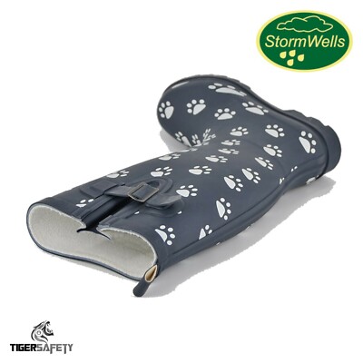 Stormwells Marineblau Hund Pfotenabdruck Damen Weite Wade