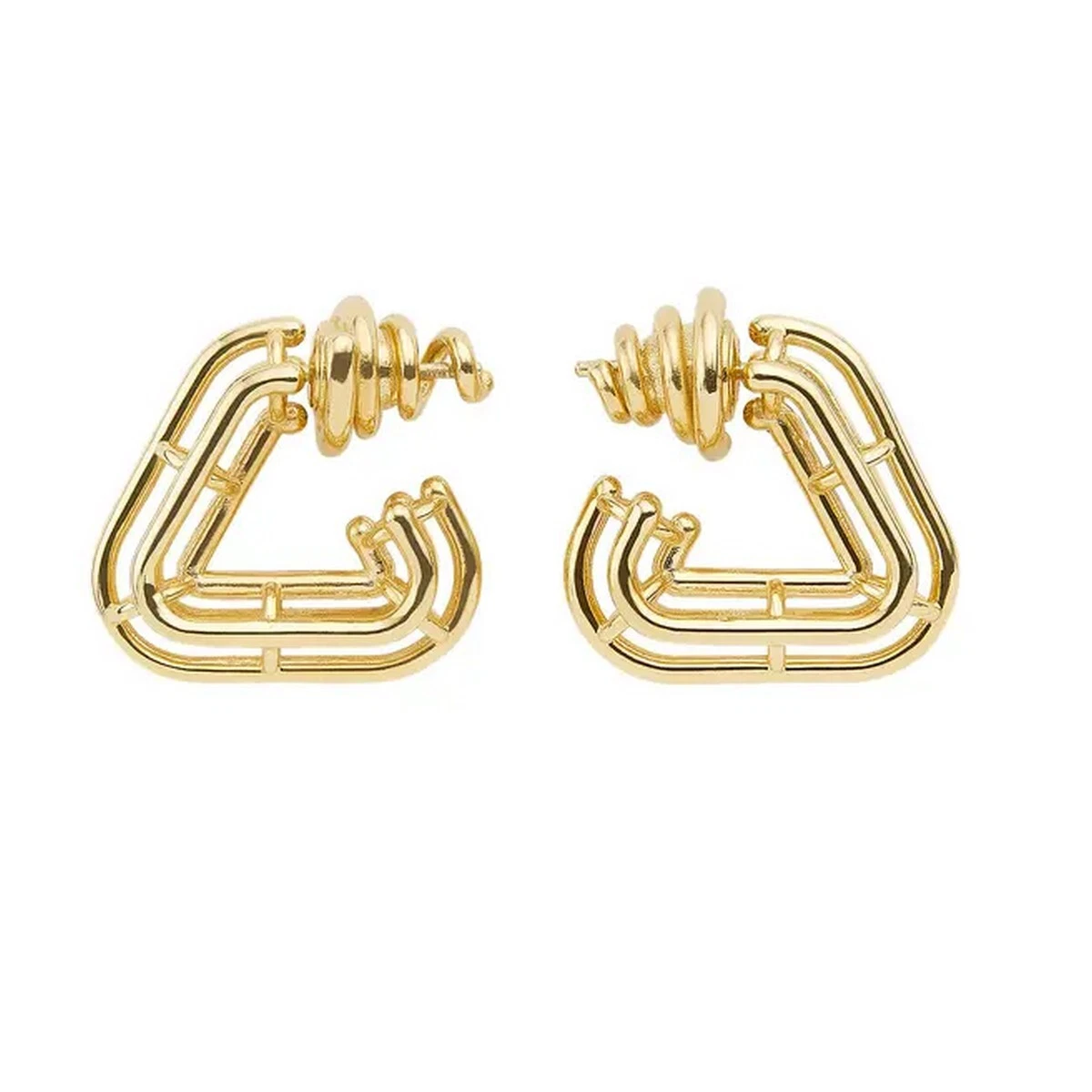 Orecchini a cerchio BOTTEGA VENETA Outline scultorei placcati oro argento sterling nuovi con etichette