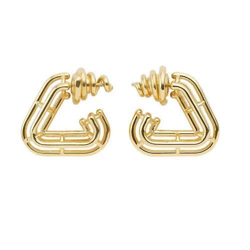 (NO CUSTOMS TAX) BOTTEGA VENETA Outline gold plated silver hoop earrings Italy