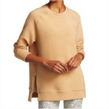 VARLEY Manning Ribbed Double Zip Pullover Sweater Women In Tan Size Small