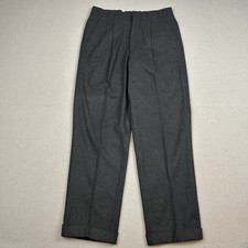 Vintage 50s Wool Pleated Cuffed Trouser Pants Black Men's Size 32x30.5