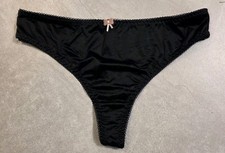 Sexy Satin Smooth Unisex Thong Black XL