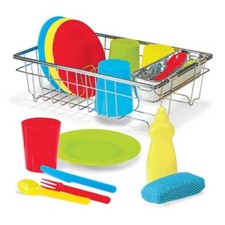 Melissa  Doug Let's Play House Wash and Dry Dish Set - 24pc: Pretend Kitchen