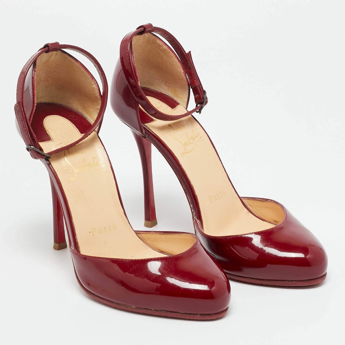 Christian Louboutin Burgundy Patent Leather Vampana Mary Jane