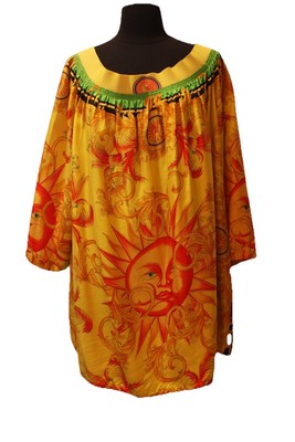 Vintage 1990 s Gianni Versace Silk Baroque Sun Print Top
