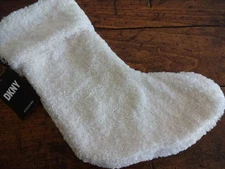 DKNY WINTER WHITE Curly Lamb SHERPA Faux Fur 22" CHRISTMAS STOCKING