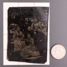 Antique CDV 6th Plate Tintype - Victorian Era Family or Group Men  Women 1310