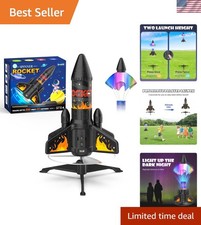 Rocket Launcher for Kids, 200 ft Self Launching Motorized Rocket Toy with LED...