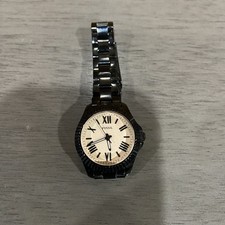 Fossil AM4614 Cecile Ladies Watch 29mm Black Case Band Beige Dial Roman Numerals