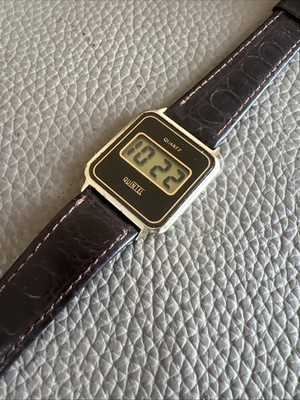 Vintage Men s Quintel Ultra Thin Early LCD Watch Running