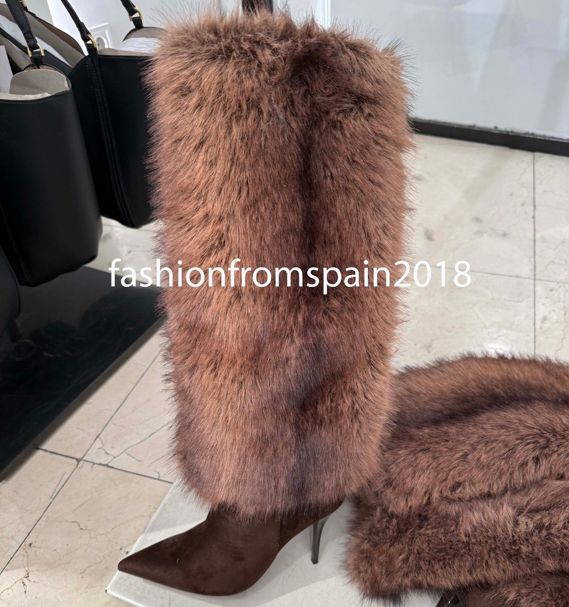 ZARA NEW WOMAN FUR EFFECT HEEL BOOTS LIGHT BEIGE BROWN 35-42 2016