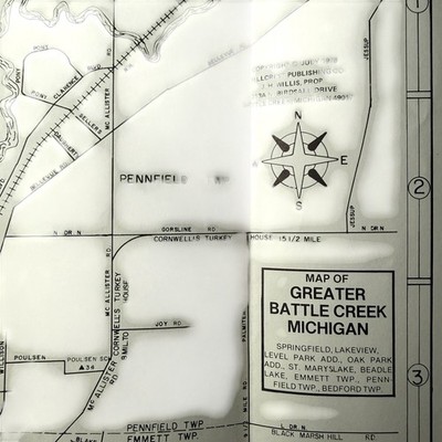 Vintage 1978 1979 Greater Battle Creek MI Fold Out Wall Map Michigan #830