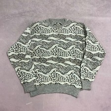 Vintage Knitted Jumper Abstract Patterned Grandad Knit Sweater Men's M