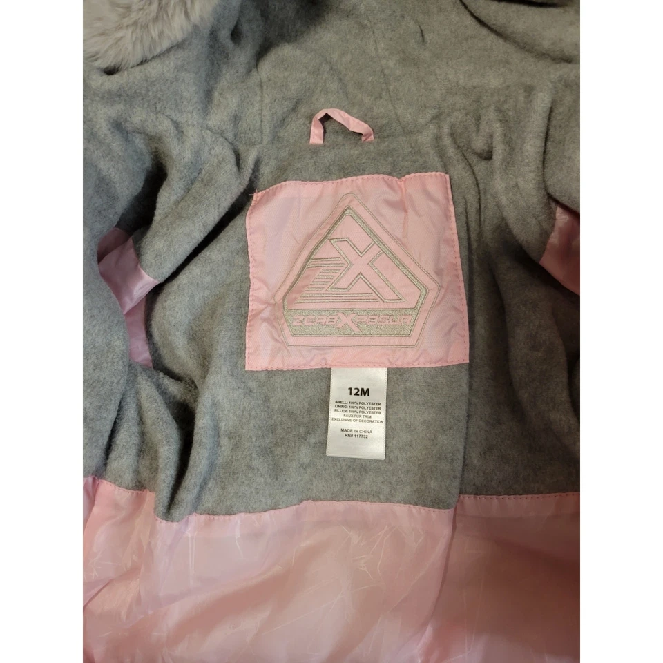 Chaqueta acolchada ZeroXposur rosa para bebés niñas forrada de lana talla 12 meses Foto 4 de 4