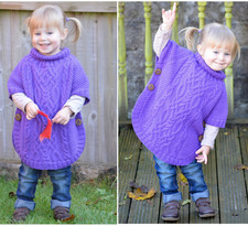 Knitting Pattern - Cable Fantasy Poncho (Toddler and Child sizes)