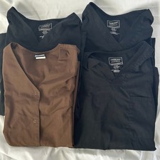 Scrub Lot Size Large  Cherokee Black Tops  Brown Button Front
