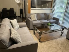 3 Piece Living Room Sofa Set 3-Seat Couch Loveseat and Sofa Chair Gray