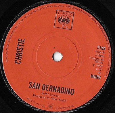 San Bernadino / Here I Am / Christie VG+