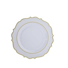Clear Gold 10 Round 13" Plastic Charger Plates Scalloped Rim Party Decorations