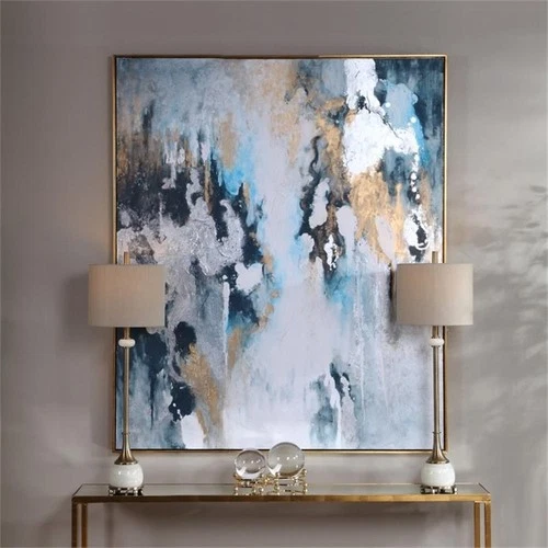Uttermost Stormy Coastal Canvas and Wood Seas Hand Painted Canvas in Blue - Picture 7 of 9
