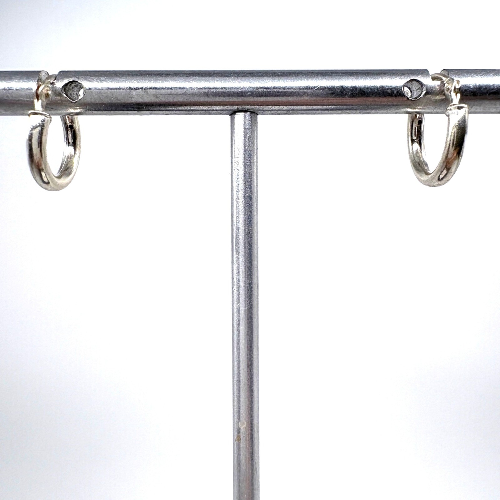 Solid Sterling Silver 925 Rounded Hoop Earrings H… - image 3