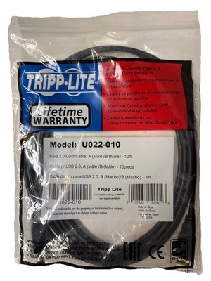 Tripp Lite U022-010 Data Transfer Cable 2.0 Gold Cable A Male-B Male, 10ft New!