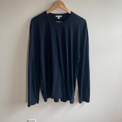 James Perse T Shirt Mens 3 Navy Standard Long Sleeve Crew Neck Combed Cotton USA
