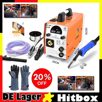 Hitbox Schweißgerät 200A220V MIG MMA Lift-TIG ARC Schweißgerät+Schweißhandschuhe