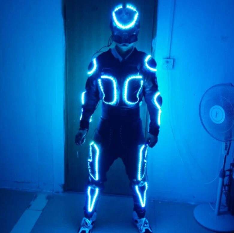 7 Colors Light Rechargeable LED Robot Clothing Dance Ballroom Luminous Mask Suit - Image 4 of 4