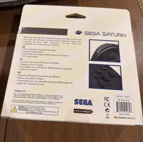 Retro-Bit Sega Saturn Wireless Gamepad Controller Black V2 Original Port & USB