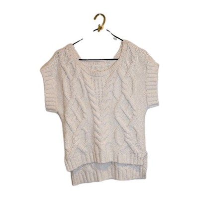 Maeve Anthropologie Cable Knit Short Sleeve Sweater Soft Y2K Quiet Luxury M