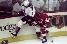 Center Steve Yzerman Detroit Red Wings and defenseman Murray Baron- Old Photo