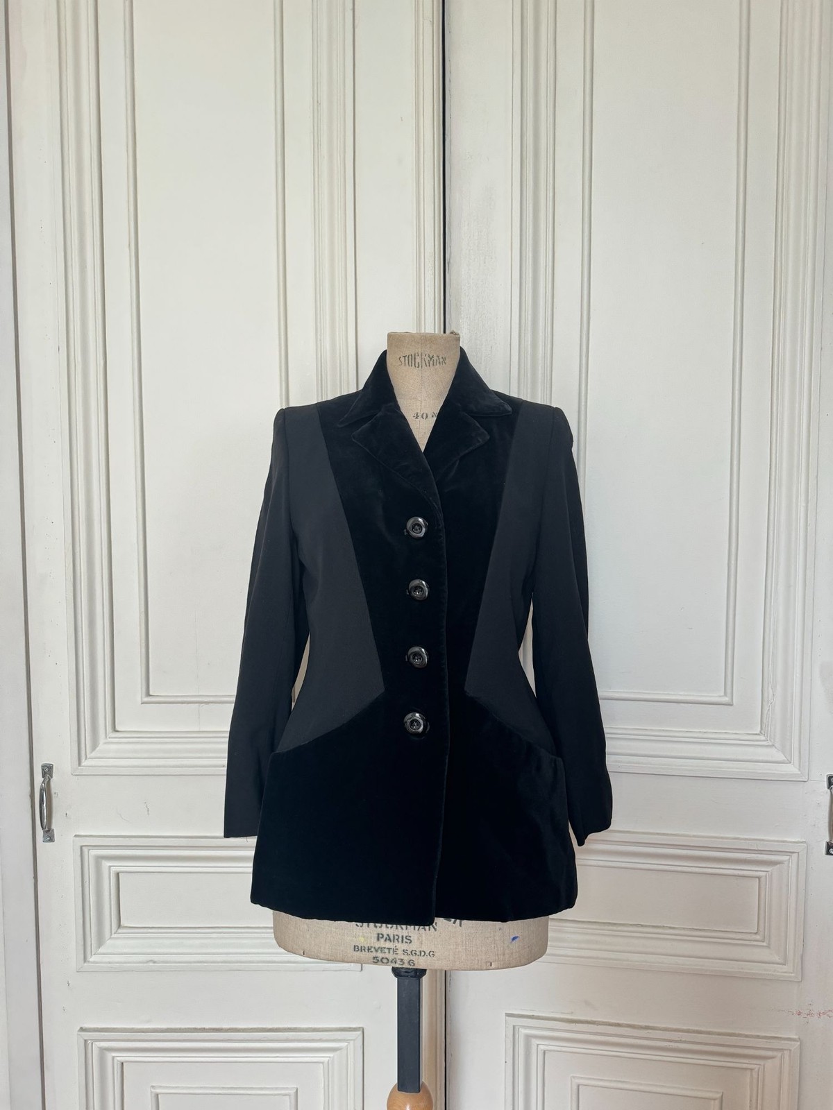 Giacca blazer in velluto a coste nero Yves Saint Laurent Rive Gauche 1987 taglia 40 M