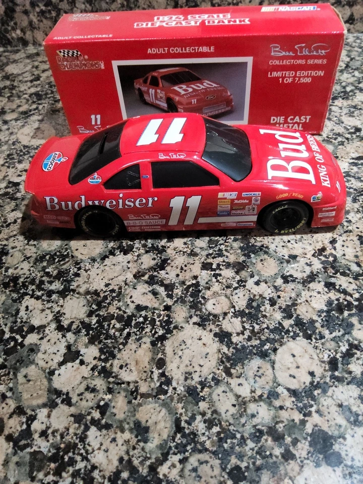 Bill Elliott #11 Budweiser 1993 Racing Champions escala 1:24 Diecast Bank 1/7500 Foto 3 de 4