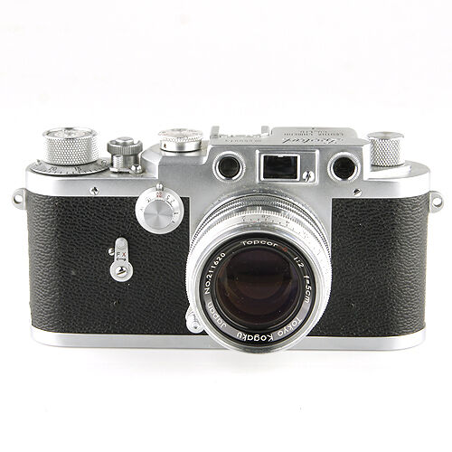 1950's Leotax F with Topcor-S 50mm 1:2 f=5cm 35mm Rangefinder Film Camera - Afbeelding 1 van 5