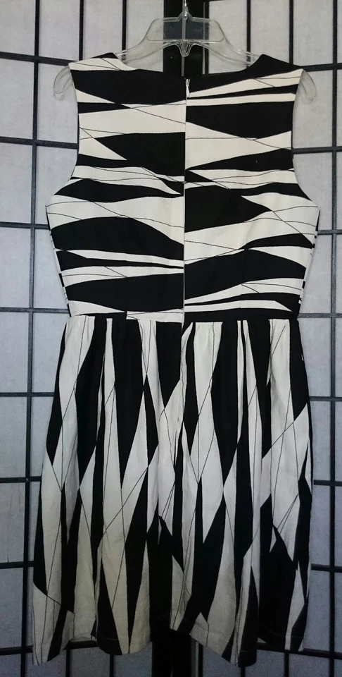 Vestido JB Julie Marrón Blanco y Negro Rayas Forrado Cerradura Sin Mangas Talla 4 ~N6 Foto 3 de 4