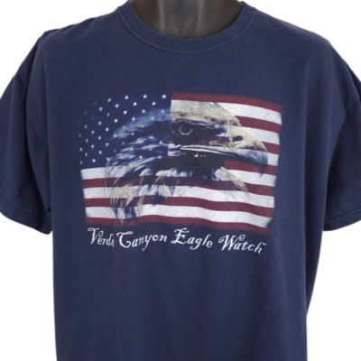 Verde Canyon T Shirt Mens Size XL Blue Eagle Watch American Flag Souvenir