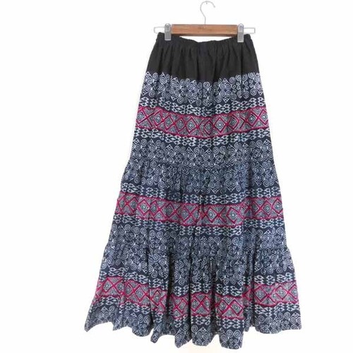 Falda Acampanada Geométrica Batik Tinte Punto Rojo Tribu Hmong Étnica Asia Boho Hippy - Imagen 5 de 5
