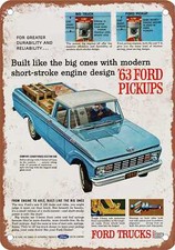 Metal Sign - 1963 Ford Truck Vintage Ad 01 - Old Retro Rusty Look