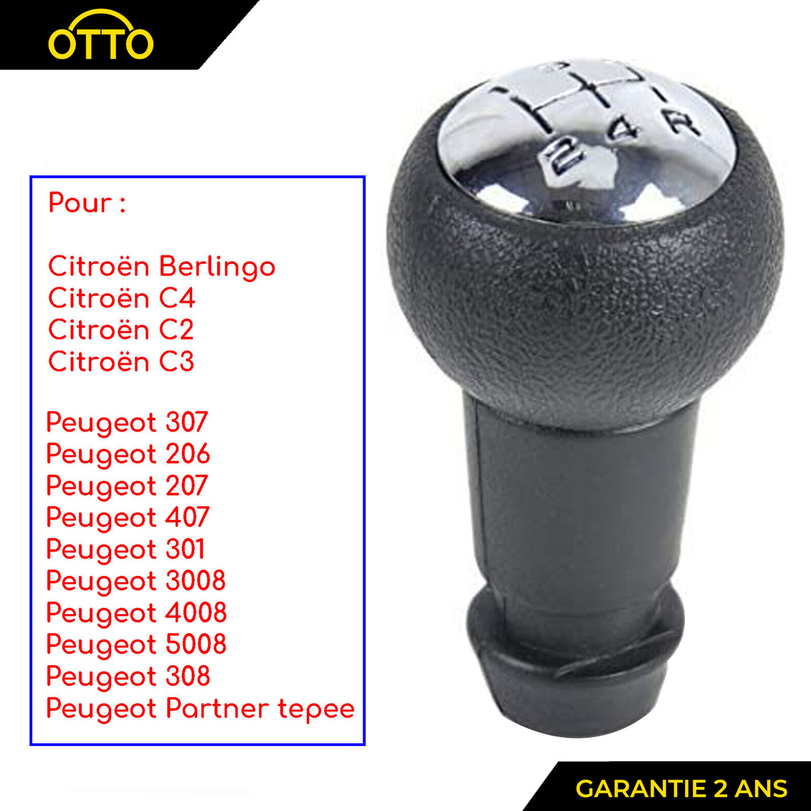 Pommeau de vitesse pour Citroën C2 C3 C4 C5 Peugeot 206 207 307 407 -  Origine Pièces Auto