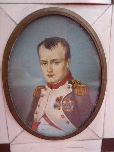 Napoleon Bonaparte , schöne, sehr alte Miniatur , Lupenmalerei , 15cm x 12,3cm