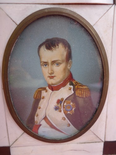 Napoleon Bonaparte, Beautiful, Very old Miniature, Magnifying Glass Painting, - Afbeelding 1 van 3