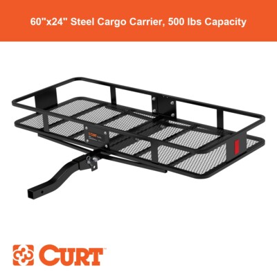 60'' x 24'' Black Steel Basket Cargo Carrier (Folding 2'' Shank, 500 lbs.)
