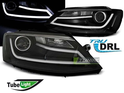 Faros delanteros for VW JETTA VI 11-18 Tubo de luz LED Negro Envío gratuito LPVW