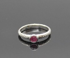 STUNNING GENUINE RUBY TEXTURED SOLID STERLING SILVER RING SIZE 6.75